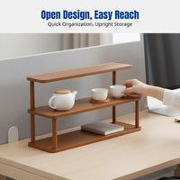 Office Desk Storage Rack, Bamboo Tea Mug Holder, Multitier Organizer Shelf for Study, Living Room, Minimalist Design