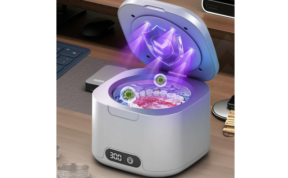 Acoustic Cleaner with Lamp Compact Jewelry Cleaner with Lights Professional Acoustic Bath with Digital Display for Jewelers, Home, Workbench