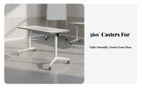 Folding Training Table Lockable Casters Folding Conference Table Space Saving Foldable Top Training Desk for Professionals, Event