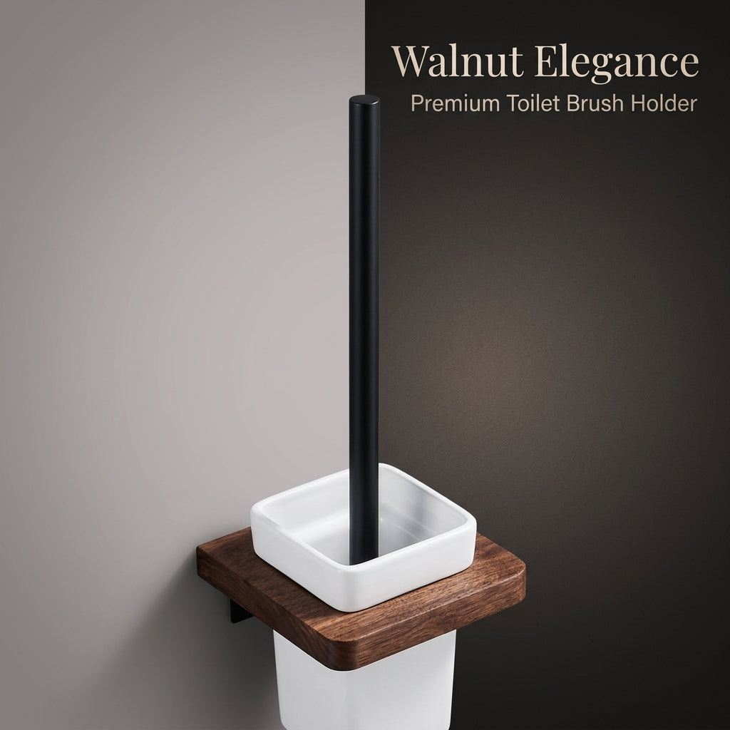 Towel Rack Wall Mounted Walnut Wood, Space Saving Bath Holder for Washroom & Powder Room, Punch Vintage Style, Elegant Light Design for Homeowners