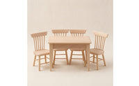 5 Pieces Dollhouse Dining Set 1/12 Scale Miniature Dining Table with Chairs Dollhouse Table and Chairs for Kids