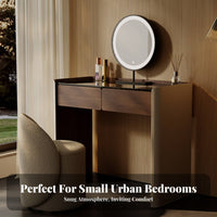 Modern Design Vanity Set with Lighted Mirror Minimalist and design Dressing Table Ample Storage Space Makeup Desk Includes Matching Stool for grooming aficionados, Apartment Residents, Teenage &young women, Small Living areas