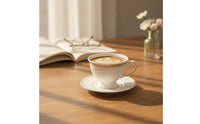 Vintage Cup and Saucer Set Embossed Ceramic Cup with Saucer Elegant Refined for Hosts