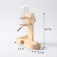 80ml Hamster Water Bottle with Wooden Water Bottle Stand, Leak-resistant Drinker for Small Cages, Height Adjustable Tabletop Bracket Base