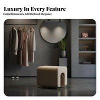 Light Luxury design End-of-Bed Bench Multi-Functional Curved Base Ottoman adaptable Design Long Stool Soft Cushisingled Top for Interior Designers, homeowners, Families, Living Room, Bedroom, Entryway, closet