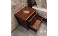 Solid Wood Bedside Cabinet Two-Drawer Nightstand Rounded Edges Bedroom Furniture for Beside Bed