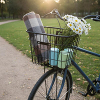 Thickened Frame Metal Bike Front Basket Easy Install Heavy Duty Bike Basket for Shopping