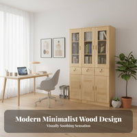Modern Design Bookcase with Glass Doors Multi-Functional Glass Door Hutch Dust Protection Storage Furniture Sturdy Construction for Book Lovers, Collectors, Homeowners, Study Room, Home Office