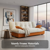 French Cream aesthetic Fold-foldable Three-Seater Sofa Bed Space-Saving transfor the homeable Couch two-in-a singleUse Living Room Furniture Foldable Design for Apartment Dwellers, Students, homeowners, Small areas, Office