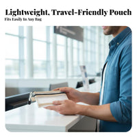 Portable Zippered Travel Pouch Lightweight Small Document Organizer Bag Compact Design for Students, Men, Business Trips, Airports, Vacation