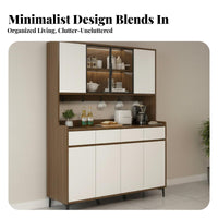 Multifunctional Dining Room Storage Cabinet Multi-Functional Kitchen Buffet Hutch Minimalist Design Unobstructed Standing Pantry Cabinet Adjustable Shelf for Homeowners, Apartment Dwellers, Families, Hallway, Home