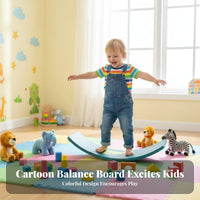 Sturdy Wood Construction Wooden Balance Board Multi-Purpose Kids Wobble Board Core Strength Training Educational Philosophy Rocker Anti-Slip Felt Base for Toddlers, Playroom, Stretching Exercises, Home Gym