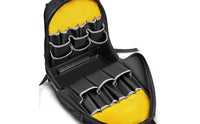 Side Mesh Pockets Molded Base Tool Backpack Padded Straps Multi Pocket Tool Organizer Backpack Structured Rectangular