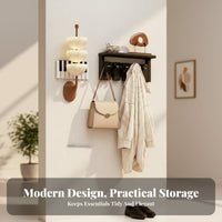 Easy to Install Piano Key Coat Rack Multi-Purpose Wall Mounted Rack with Shelf Strong Load-Bearing Wooden Entryway Hanger Space-Saving for Families, Homeowners, Renters, Living Room, Hallway, Mudroom, Bedroom