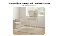 Cream design Vanity with Lighted Mirror Minimalist Design Dressing Table Rounded Corners Makeup Desk Ample Storage Space for Adults, Women, Teenagers, Home