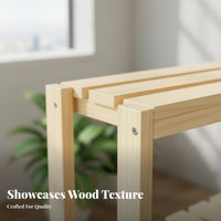 Solid Wood Wooden Plant Stand Space Saving Multi-Tier Flower Shelf Slatted Shelves Floor Standing Plant Rack Sturdy for Apartment Dwellers, Homeowners, Decorators, Windowsill, Living Room, Sunroom, Bedroom