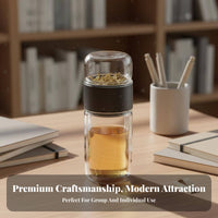 Tea Separation Tumbler Heat Resistant Tea Infuser Bottle Leak-Resistant Double Wall Glass Bottle for Office Workers, Commuters, On the Go, School
