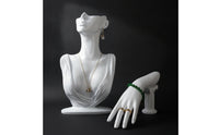 2 Pieces Resin Jewelry Mannequin Display Set Matte Hand Mannequin Sculpted Hand Display with Base Upright for Boutiques, Jewelers, Photo Shoots, Market Stalls