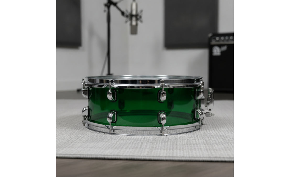 14-Inch Acrylic Snare Drum Transparent Snare Drum with Strap Adjustable Instrument Long-Lasting for Parades, Stage Performances
