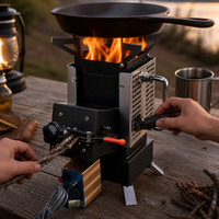Kelefa Outdoor Stainless Steel Rocket Stove Portable Camping Wood Burning Stove for Cooking and Tea