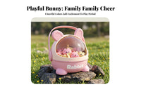40 Pieces Cute Press-and-Bounce Rabbit Toy Cartoon-Style Bunny Storage Box Clear Window Bunny-Shaped Play Set Hard-Shell
