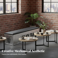 Metal Frame Wooden Bench Industrial Design Multi-Seat Bench Storage Function Commercial Seating for Facility Managers, Homeowners, Lobby, Office