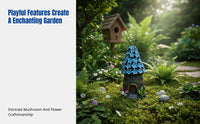 Resin Mushroom House Sculpture, Fairy Tale Garden Ornament, Christmas Lawn Decoration, Durable Resin, Outdoor Accent