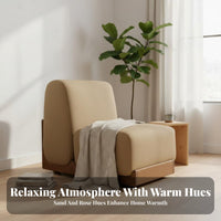 Nordic Design Upholstered Wood Frame Armchair Minimalist design Single Sofa Textured Upholstery Lounge Chair Breathable Fabric for Readers, Homeowners, Adults, Living Room, Bedroom, study alcove, Office