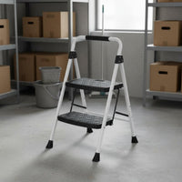 Anti-Slip V-Shaped Stepladder Wide Treads Portable Step Stool with Handle Foldable Household Tool Lightweight for Garage