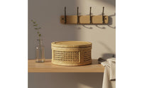 Lidded Wicker Basket Breathable Design Handwoven Wicker Compact Storage Container Size Home Organization