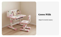 Widened Desktop Childrens Study Desk and Chair Set Safe & Long-Lasting Kids Desk and Chair Set Easy to Assemble Student Writing Table with Storage for Students, Teenagers, Girls, Bedroom, Home, Playroom