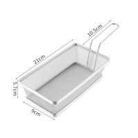 Perforated Stainless Steel Mesh Basket Open Top Mesh Frying Basket Rounded Rim Cooking Ware Metal Handle
