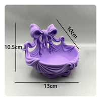 Ribbon-Style Sides Shell Jewelry Tray Layered Ridges Bow Jewelry Tray Smooth Curves Finger Holder Dish Open Round Interior