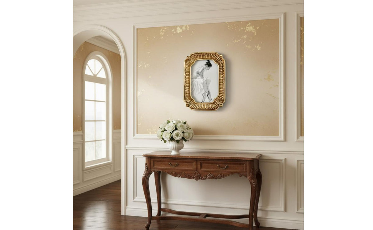 Light Luxury Ornate Resin Photo Frame Safeguard Glass Front Ornate Baroque Photo Frame Double-Sided Display Home Decor for Living Room, Bedroom, Office, Desktop
