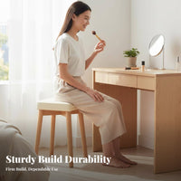 Stackable Upholstered Wooden Stool Padded Seat Backless Chair High Rebound Cushion Household Furniture Strong Load-Bearing for Families, Homeowners, Students, Dining Room, Bedroom, Restaurant, Entryway