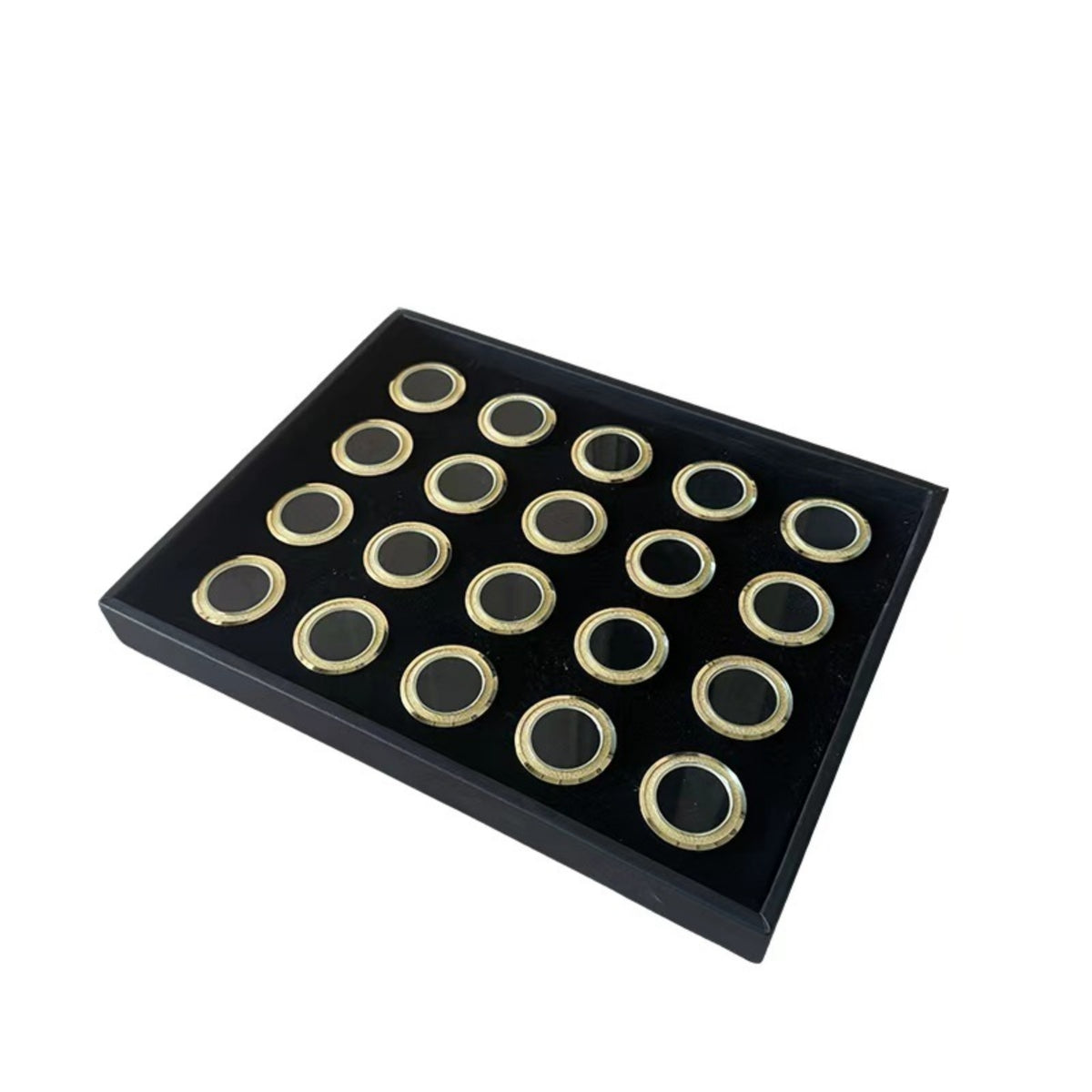 Organized Gemstone Display Tray Multi-Slot Jewelry Display Tray with Holders Black Slim for Collectors