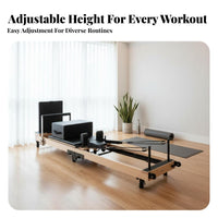 Foldable Pilates Reformer Space-Saving Pilates Core Bed Full Body Workout Wood Frame Reformer