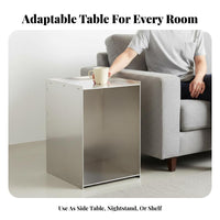 With casters 2-Tier Rolling Trolley Multi-Functional 2-Tier Rolling Stand Space-Saving End Table adaptable Use for Apartment Dwellers, Office Workers, Living Room, Small Spaces, Bedroom, Bathroom