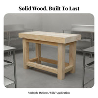 Solid Wood Workbench Thick Tabletop Heavy-Duty Work Table Mortise and Tenon Joint Garage Workbench for Butchers, Woodworkers, Home, Art Studio, Office