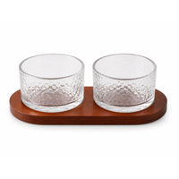 Serving Tray with Glass Containers Wooden Snack Tray with Lids Container with Lid Hammered Platter Double-Compartment for Hosts
