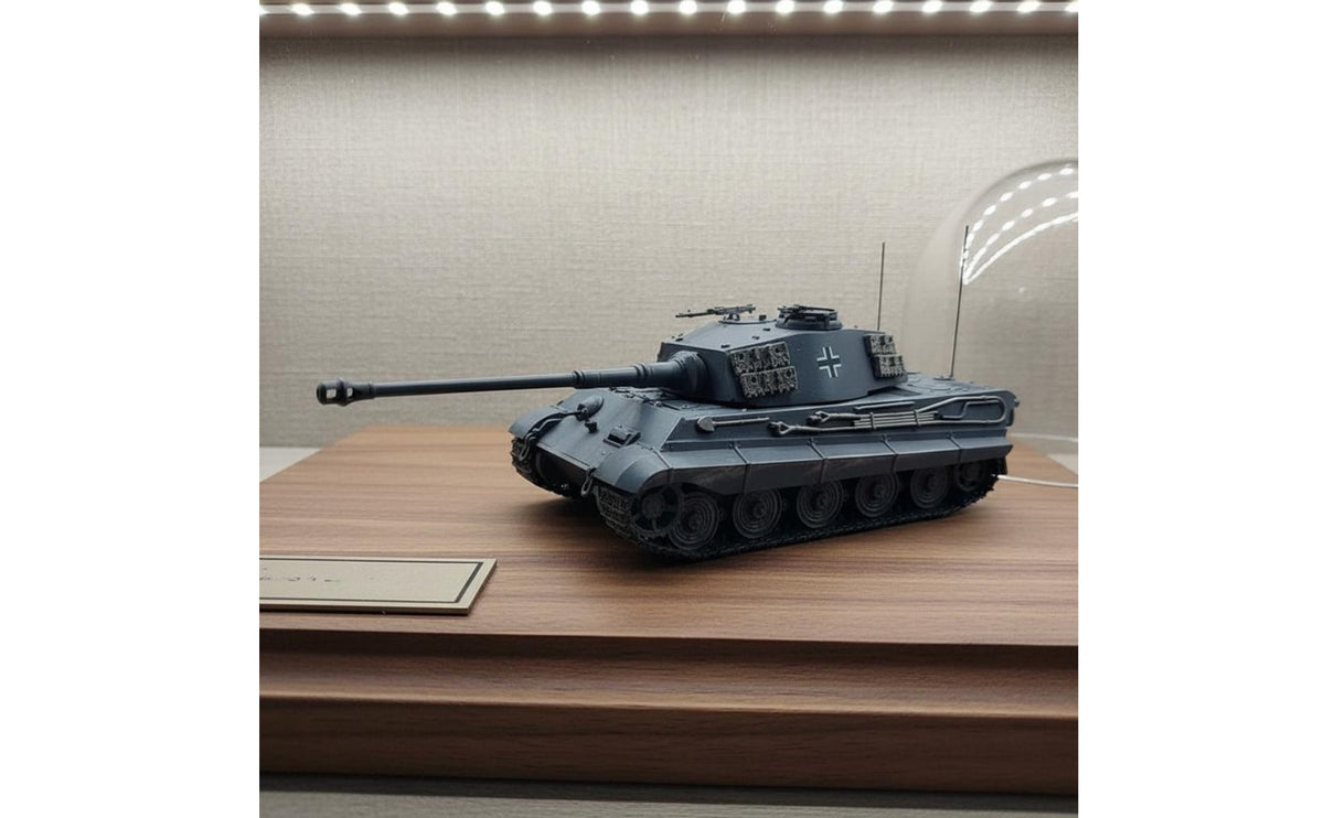 Movable Turret Tiger II Armored Vehicle Model Adjustable Barrel King Tiger Armored Vehicle Model Detailed Copy Collectible Realistic for Collection Shelf