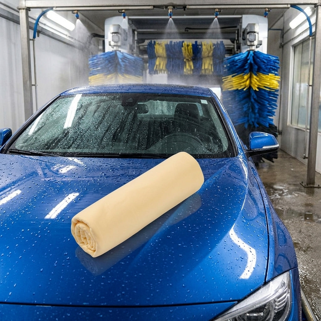 43cm x 32cm Chamois Leathers for Cars and PVA Towel, Shammy Leather Cloth for Car, Super Absorbent Quick-Dry Drying Cloth in Bucket