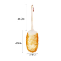 Plush Wool Duster White and Orange Soft Wool Dust Cleaner Slim Handle Soft Fiber Duster Hanging Loop for Piano Keyboard, Musical Instruments