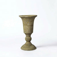 Distressed Pedestal Urn Tabletop Metal Planter Rustic Flower Arranging Pot Classic for Home Decor