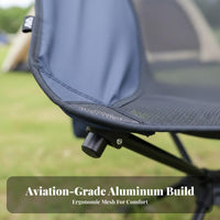 Long-Lasting Aluminum Frame Mesh Recliner Chair Fast and Simple Setup Ultralight Camping Chair Ergonomic Design Collapsible Outdoor Recliner Heavy Duty for Campers, Backpackers, Beachgoers, Picnic, Picnics, Fishing, Beach