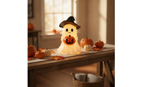 Ghost Figurine with Pumpkin Freestanding for Shelf