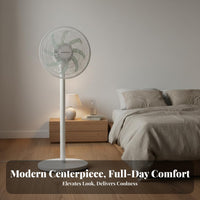 Powerful Airflow Wireless Control Stand Fan Multiple Speeds & Modes Wireless Control Pedestal Fan Wide Angle Oscillation Timer Function for Bedroom, Office