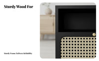 Nordic and design Rattan Drawer Cabinet Minimalist woven-rattan Drawer Side Table Woven Front Nightstand sturdy Wood Legs for Apartment Dwellers, homeowners, Students, Bedroom, Living Room, Small areas, Office