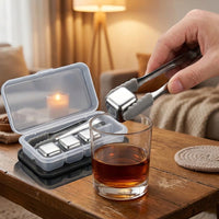 Gift for Men Stainless Steel Whisky Stones for Home Bar, Chilling Steel Ice with Ice Tongs and Bar Accessories, Food Grade Party Supplies, Set