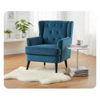 Modern Design Button-Tufted Wingback Chair Comfortable Cushion Button-Tufted Wingback Armchair Sturdy Frame Living Room Furniture Skin-Friendly Upholstery for Office Workers, Homeowners, Readers, Balcony, Bedroom, Reading Nook, Reception Area